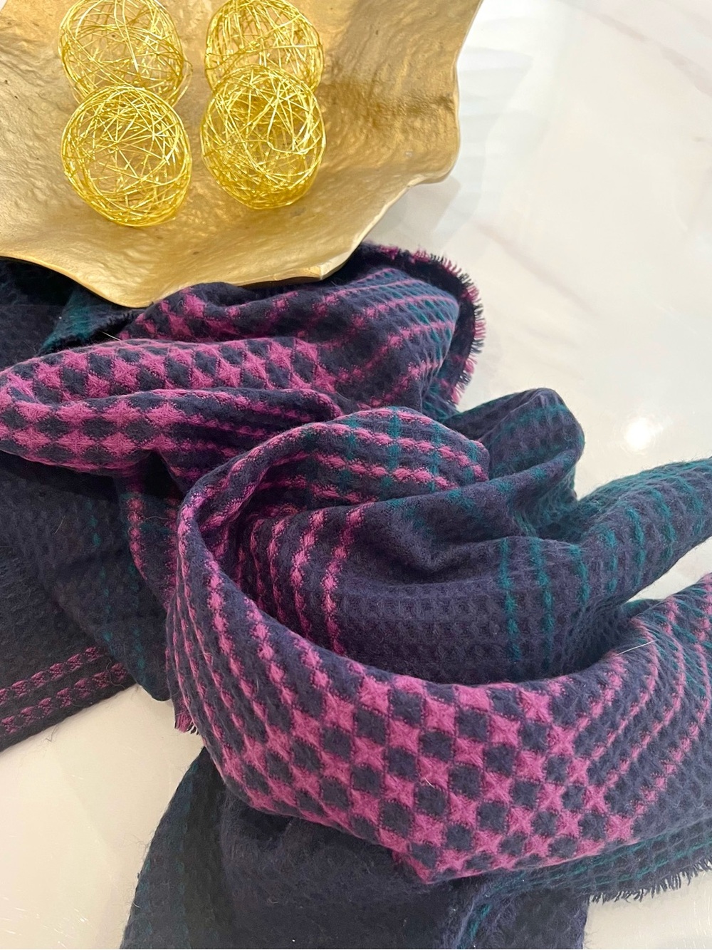 Plaid cozy fall scarf 28” by 80”